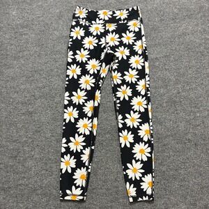 Gilly Hicks Womens Leggings Size M Black White Daisy Floral Stretch Pull On